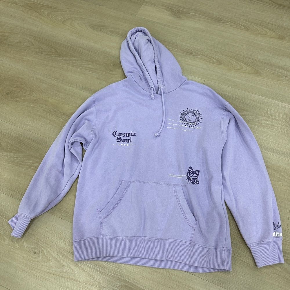 Hollister Cosmic Soul Sun Butterfly Purple Hoodie, Size Small